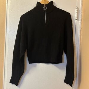 H&M Black Half Zip Cropped Sweater for Women